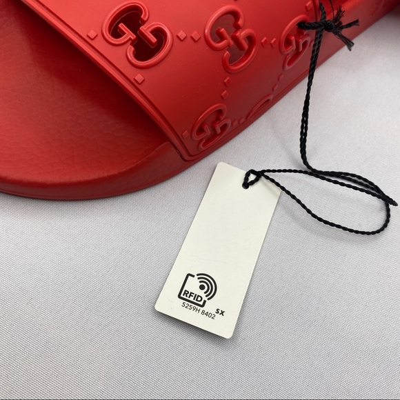 NWT Gucci Men's Red Sandals Rubber GG - 11.5 US - Picture 9 of 12